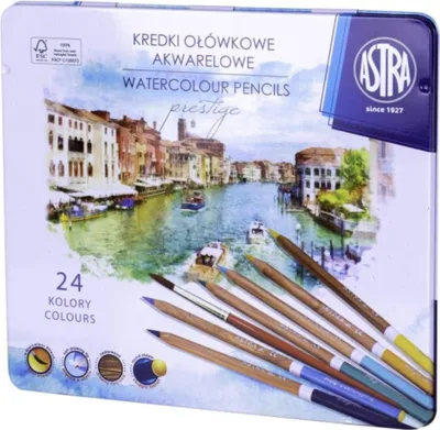 Produktbild von Astra Prestige Aquarellstifte, 24 Farben, in einer Metallbox