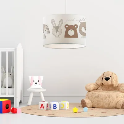 Immagine prodotto di Lampada a sospensione per bambini 'Rugby' E27 regolabile in altezza di colore bianco con motivo animale