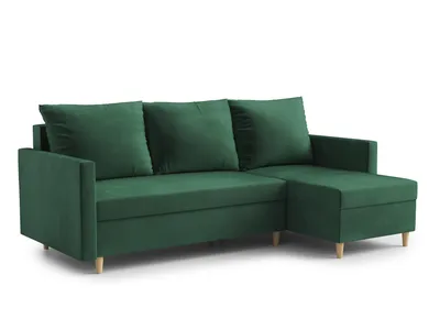 Produktbild von AX LIVING Walston 3 Sitzer Couch mit Schlaffunktion 224cm Dunkelgrün – Ecksofa samt