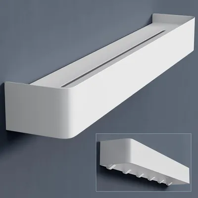 Produktbild von doporro Wandgarderobe mit Ablage, Garderobenleiste 60 cm mit 6 Garderobenhaken, Kleiderhaken Wand ohne Bohren Weiß Reglo-05