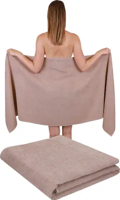 Produktbild von Betz 2 Stück XXL Saunatücher 70 x 200 cm BERLIN  Badetücher 100% Baumwolle Farbe – cappuccino