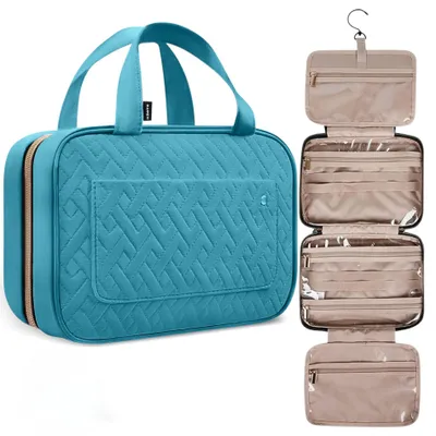 Produktbild von Kioto Kulturbeutel zum Aufhängen Kulturtasche für Reisen Kosmetiktasche mit stabilem Haken Toiletten-Organizer für Damen und Herren