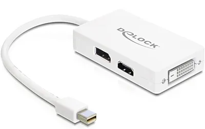 Produktbild von Delock - DisplayPort-Adapter - Mini DisplayPort (M) zu HD-15 (VGA), HDMI, DisplayPort (W) - 16 cm - weiß
