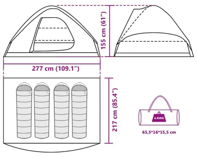 Productafbeelding van vidaXL Koepeltent voor 4 personen, bruin, waterdicht