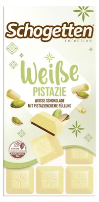 Schogetten weisse Pistazie mit Pistaziencremefüllung Packung 100g