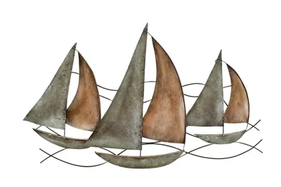 Produktbild von Wanddeko Schiff Segelboot Metall Segel Boot Maritim Deko Hänger Skulptur Figur