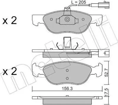 Produktbild von METELLI Bremsbeläge Satz Vorne Bremsklötze für ALFA ROMEO 145 (930) 22-0082-1
