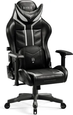 A black and white gaming chair.