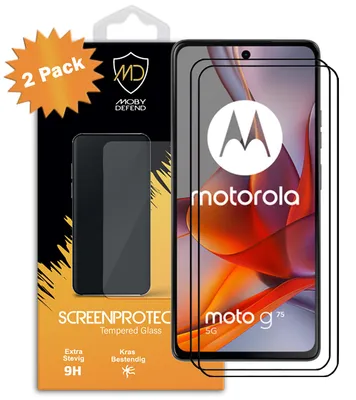Productafbeelding van 2-Pack MobyDefend Screenprotectors - Geschikt voor  Motorola Moto G75  -  Screensavers Met Zwarte Randen - Gehard Glas