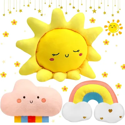 Produktbild von Set von 3 Flauschigen Kuschelkissen für Kinder