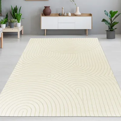 Immagine prodotto di Tappeto moderno per soggiorno con motivo a fiocco in color crema dimensioni - 120 x 170 cm