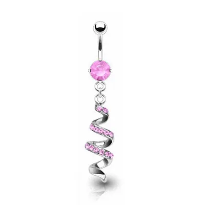 Produktbild von Taffstyle Bauchnabelpiercing Bauchnabelpiercing Stecker Zirkonia Kristall Swirl Anhänger, Pink