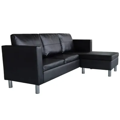 Produktbild von ZMH L-förmiges Sofa 3-Sitzer Kunstleder Schwarz