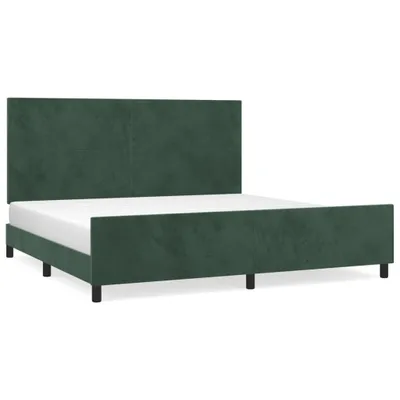 Image de vidaXL Cadre de lit sans matelas vert foncé 200x200 cm velours