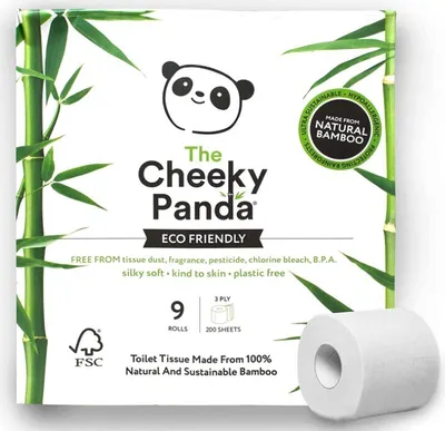 Produktbild von The Cheeky Panda, Bambus-Toilettenpapier, 9 Rollen