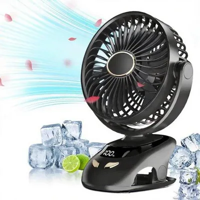 Obrázek produktu pro Malý stolní ventilátor s klipem na USB, černý