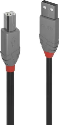 Produktbild von Lindy 36677, 10 m, USB A, USB B, USB 2.0, 0,48 Gbit/s, Schwarz, Grau, Rot