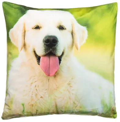 Dekokissen Terrier Welpe 40x40 cm Polyester grau-taupe