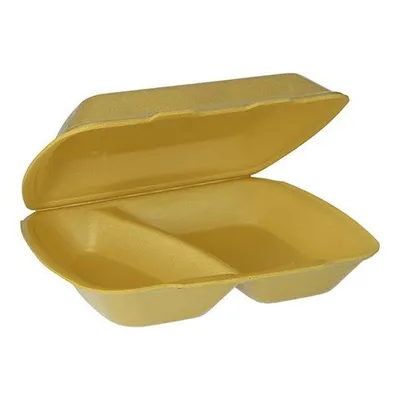 Produktbild von 200 Menüboxen mit Klappdeckel, XPS 2-geteilt 7,5 cm x 24,3 cm x 20,8 cm gold