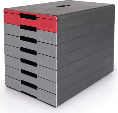 Zdjęcie produktu dla DURABLE Pojemnik z szufladami IDEALBOX PRO 7, Czerwony, 776303