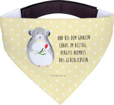 Produktbild von Mr. & Mrs. Panda Halstuch Für Hunde Chinchilla Blume - Gelb Pastell - Geschenk, Tuch, Liebeskummer, Chinchillas, Lustige Sprüche, Chaos, Hunde-Halstuch, Hundeschal, Hund