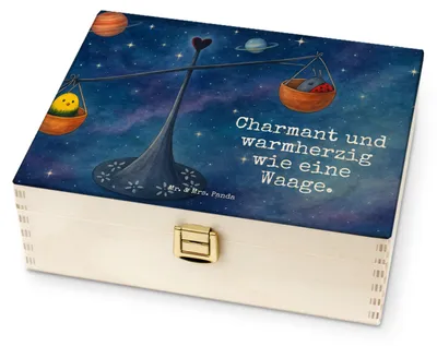 Produktbild von Mr. & Mrs. Panda Teebox Sternzeichen Waage Design - Weiß - Geschenk, Hummel, Teeaufbewahrung, Marienkäfer, Gleichgewicht, Tee Box, Biene, für Paare, Teekiste