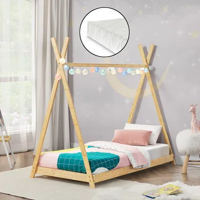 Produktbild von Kinderbett ’Vimpeli’ mit Matratze 90 x 200 cm Bambus
