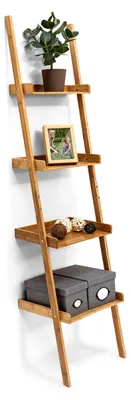 Bambus-Ladderregal, 4 Ablagen, 176x44x37 cm, Natur