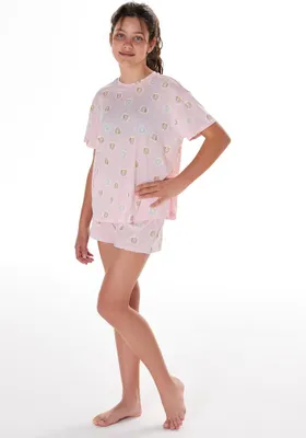 Produktbild von Schiesser Schüler Mädchen Schlafanzug kurz Gr. 176  pfirsichorange