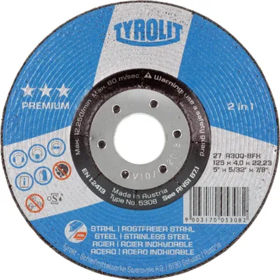 Produktbild von TYROLIT Schruppschleifscheibe PREMIUM*** "2 in 1", Scheiben-ØxScheibenbreite: 178X4 mm