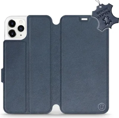 Produktbild von Echtleder Handyhülle für iPhone 11 Pro Max, Mobiwear Leather, Dunkelblau