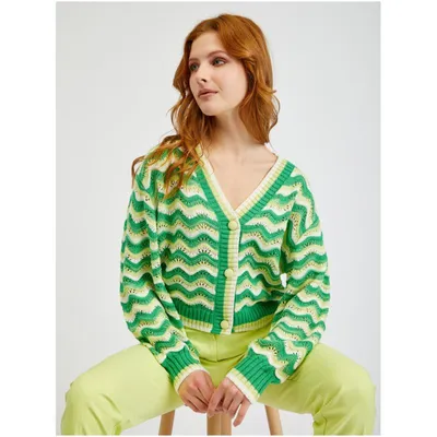 Produktbild von Orsay Grüne gestreifte Damen-Strickjacke 511196865000__L
