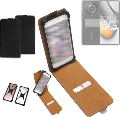 Produktbild von K-S-Trade Handyhülle Schutzhülle kompatibel mit Realme 11 Pro+ Hülle Case Cover Flip Style Bumper schwarz 1x