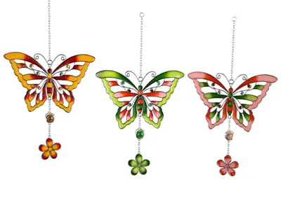 Produktbild von 1 Stueck formano Haengedeko Schmetterling aus Tiffanyglas 1 von 3 Farben  - Fensterschmuck