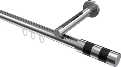 Produktbild von Interdeco Innenlaufstange / Gardinenstange mit Innenlauf Chrom, Typ Siteno Mavell (Zylinder Bicolor), 20 mm Ø 1-läufig, 360 cm