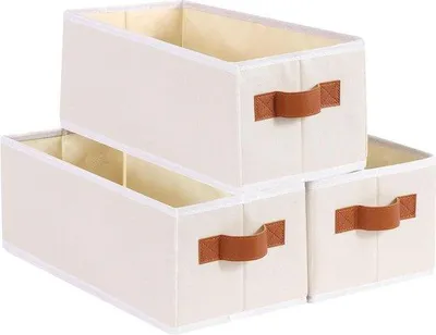 Immagine prodotto di Contenitore pieghevole in tessuto beige 38x155x13 cm, set da 3 pezzi