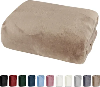 Produktbild von heimtexland ® Luxus Spannbettlaken Cashmere Touch Soft Spannbetttuch Nicky Plüsch Teddy Typ585 Taupe 180 cm x 200 cm