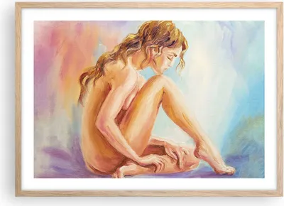 Produktbild von Gerahmtes Poster - Rahmen in heller Eiche - Frau Nacktheit Abgesehen von - 70x50 cm - Wand Bild - Wanddeko - Wandbilder - Wandposter - Bilderrahmen - Bilder - Kunstdruck - Wandbild - P2NAA70x50-4174