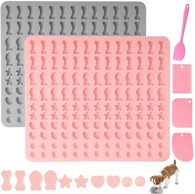 Produktbild von Hundekuchenbackformen 2er Set, BPA-freie Hundekuchen Formen mit Krabbenmuster, 5-in-1-FORMEN für Selbstgebackene Hundekuchen und Leckereien