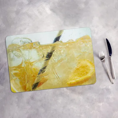 Produktbild von Tischset 6x45x30 cm + 6x10fi cm Platzset Tischmatte Platzmatte Untersetzer - Limonade und Eiswürfel