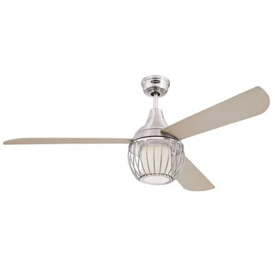 Produktbild von Deckenventilator Graham Nickel 132 cm mit LED Beleuchtung und Fernbedienung