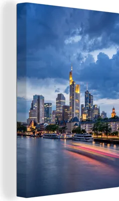 Produktbild von OneMillionCanvasses® - Leinwandbilder - 90x140 cm, Wolkenbildung über Frankfurt am Main in Deutschland, Wandbilder Kunstdruck Wanddekoration - Foto auf Leinwand - Gemälde auf - Wandschmucke - Schlafzimmer