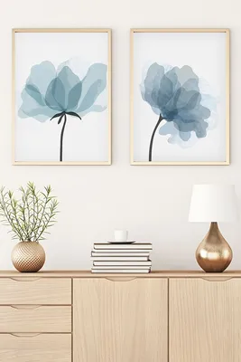 Produktbild von Wallity, Dekoratives Gerahmtes MDF Gemälde (2 Stück), 50 x 70 cm | 100% MDF (3 mm), Rahmen: 100% MASSIVHOLZ (2,5 cm) | Stilvolle Wanddekoration für jedes Zuhause.