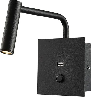 Immagine prodotto di Lampada da parete per hotel sopra il letto LED V-TAC 3W USB/interruttore Nero VT-2943 caldo 150lm