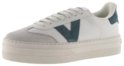 Imagen del producto de Victoria, zapatilla de corte bajo, estilo Barcelona, efecto cuero, plataforma y puntera de cuero dividido