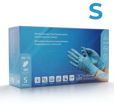 Produktbild von Puderfreie Nitrilhandschuhe, 100 Stück, Blau, Grösse S, Robuste Handschuhe