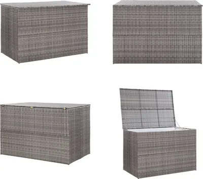 Produktbild von vidaXL Garden Auflagenbox Grau 150x100x100 cm Poly Rattan - Outdoor Aufbewahrungsbox - Outdoor Aufbewahrungsboxen - Aufbewahrungskiste - Aufbewahrungskisten