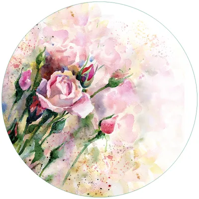 Produktbild von Wallario Premium Glasbild, freischwebende Optik, kräftige Farben, rund 50cm Durchmesser, Motiv Abstraktes Blumenbuket