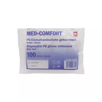Produktbild von PE Handschuh, transparent, milchig, Größe L, gehämmert, Med-Comfort