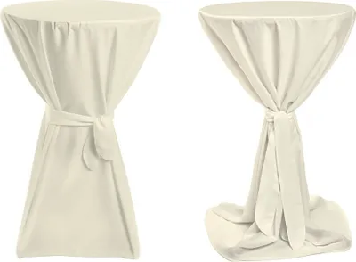 Produktbild von TexDeko Stehtischhussen Premium mit Schleifenband für Bistrotisch Bartisch Creme Ø 80cm Durchmesser